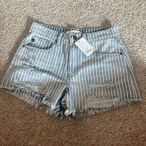 striped jean shorts